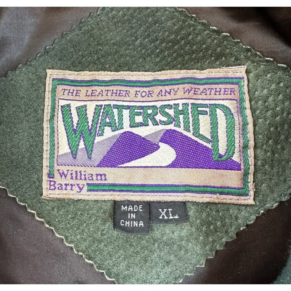 Vintage Watershed William Barry Leather Bomber Jacket Size XL Men’s Green Brown - Picture 3 of 12